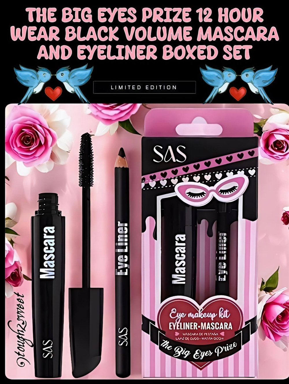 🆕THE BIG EYES PRIZE 12 HOUR WEAR BLACK VOLUME MASCARA & EYELINER BOXED SET